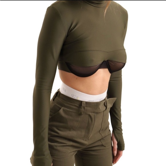 New Green & Black Top Bra size XS/S pole dance / club night - Picture 5 of 10